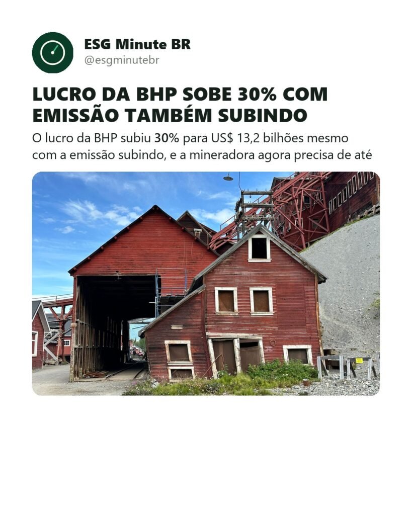 Lucro da BHP sobe 30% com emissão subindo, e a saída é crédito de carbono