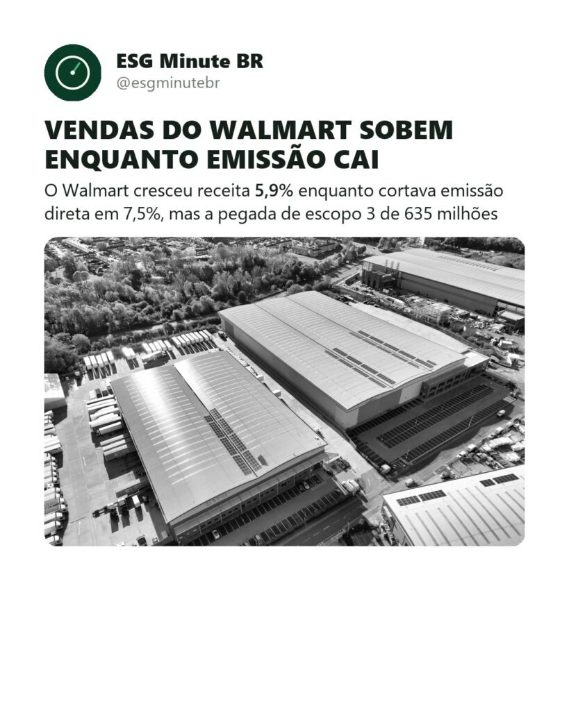 Vendas do Walmart sobem 5,9% e emissão cai 7,5%, mas escopo 3 é o teste real