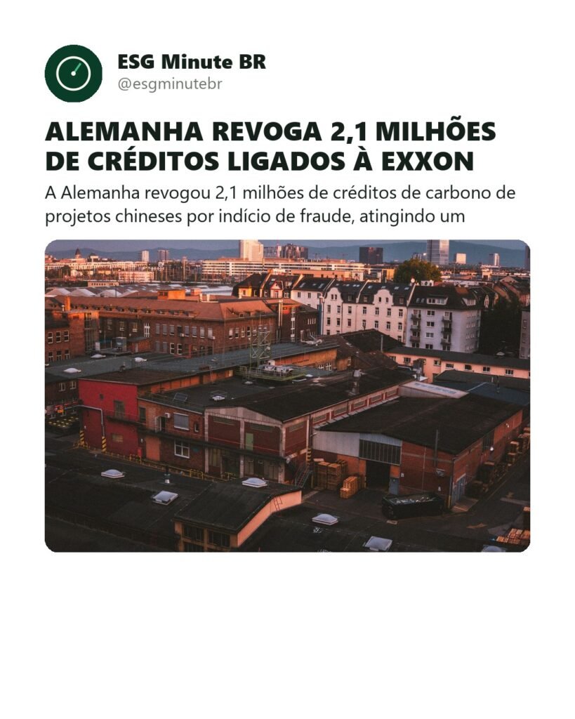 Alemanha revoga 2,1 milhões de créditos de carbono ligados à ExxonMobil